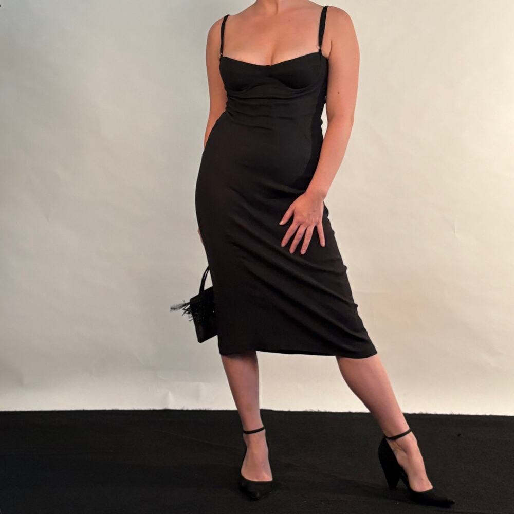 Vintage Dolce & Gabbana D&G Classic Little Black Bustier Dress (Size 8 Medium)